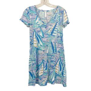 Lilly Pulitzer Jessica Dress in Aboat Time Sailboat Blue Print - Size XXS